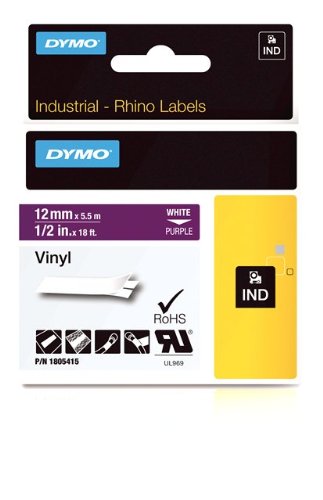 Dymo Rhino Tape Vinyl Label Cassette, 1/2-Inch 12mm, Purple (1805415)
