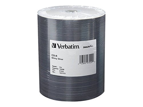 Verbatim 700MB 52X 80 MIN DataLifePlus Shiny Silver CD-R,100-Disc Spindle Tape Wrap (Silver) 97020