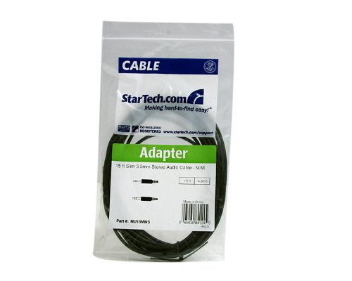 STARTECH MU15MMS 15 feet Slim 3.5mm Stereo Audio Cable - M/M, Black