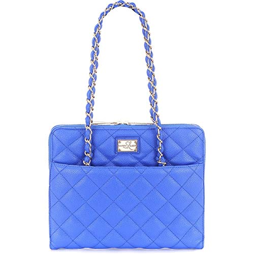 Sandy Lisa St. Tropez Quilted Purse, Carrying Bag for Tablet, Blue/Gold