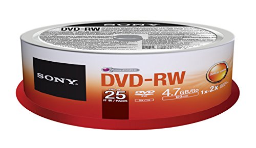 Sony 25DMW47SPM DVD-RW 2X 4.7GB Spindle Rewritable DVD, 25-Pack
