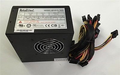 RetailPlus 700W Computer Power Supply ATX 80mm Dual Fan (RP-PS70-700W) PATA SATA