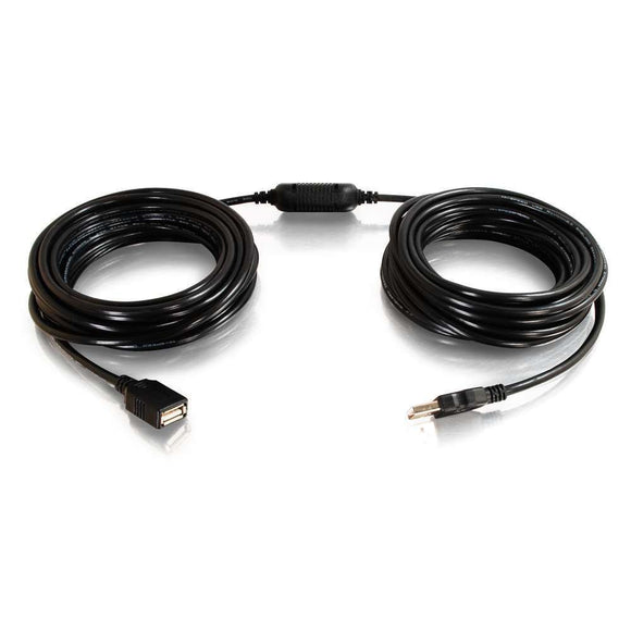 C2G 38999 USB Active Extension Cable - USB 2.0 A Male to A Female Cable, Center Booster Format, Black (39.4 Feet, 12 Meters)