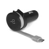 Aluratek Car Charger (4.8A) with Built-in USB Type-C Rolling Ribbon Cable and USB Charging Port (AUCACF)