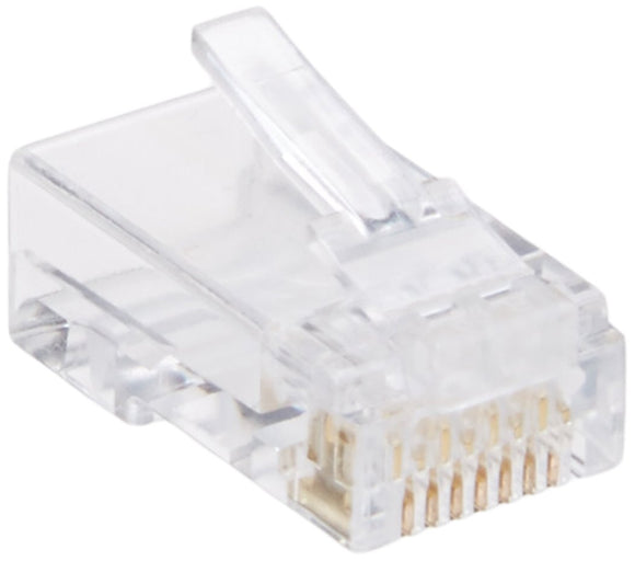 C2G 27575 RJ45 Cat5e Modular Plug (with Load Bar) for Round Solid/Stranded Cable Mulitpack (100 Pack) Clear