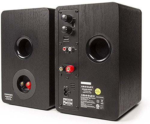 Crosley S100A-BK Bluetooth Enabled Powered Stereo Speakers, Black (Pair)