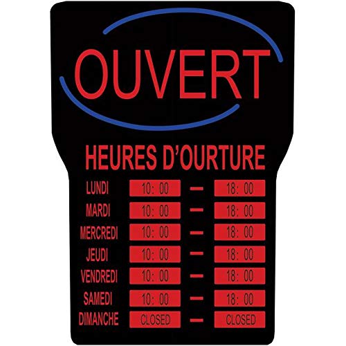 Royal Sovereign RSB-1342F LED Open Sign With Business Hours French - Black