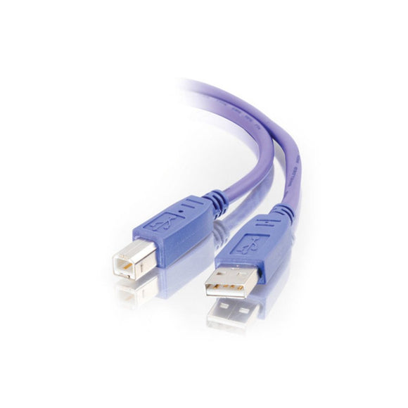 C2G 35671 USB Cable - USB 2.0 A Male to B Male Cable for Printers, Scanners, Brother, Canon, Dell, Epson, HP and More, Purple (6.6 Feet, 2 Meters)
