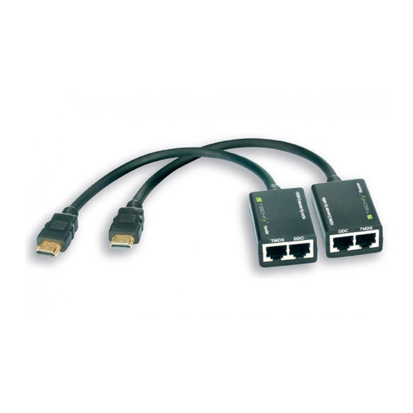 Techly HDMI Extender - Cat 5e/6  Cable- Reciever and Transmitter -Resolution Up to 1080p
