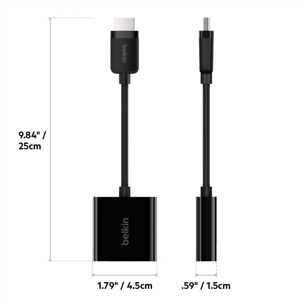 Belkin AV10170bt HDMI to VGA Adapter with Micro-USB Power and Audio Support, Compatible with Apple TV 4K and Most TVs