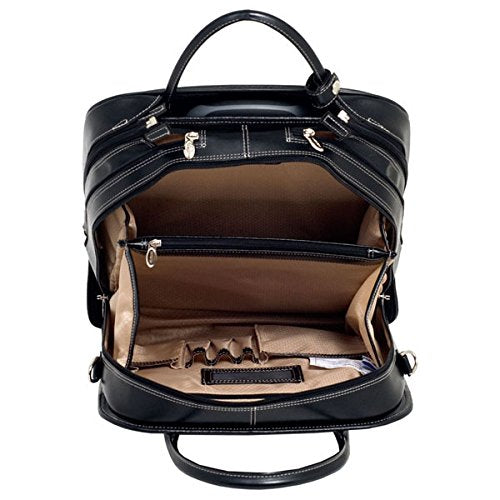 McKlein 96495 USA la Grange 15" Leather Vertical Patented Detachable -Wheeled Ladies' Laptop Briefcase Black