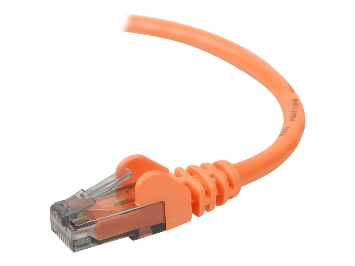 CAT6 PATCH CABLE, ORANGE, SNAGLESS, 1FT