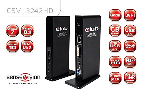 CLUB3D Sensevision USB3.0 Dual Display Docking Station