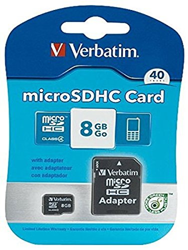 Verbatim 8 GB MicroSDHC Card with Adapter, Black 96807