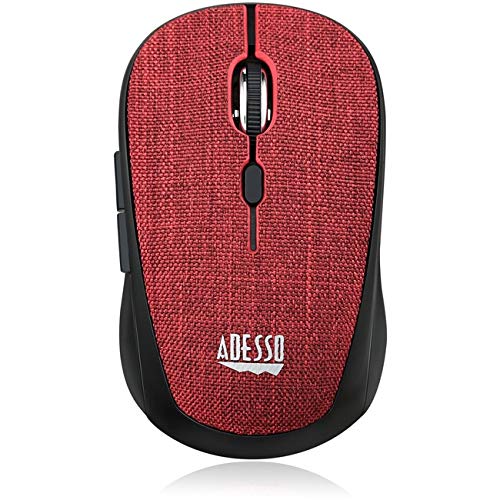 Adesso 2.4Ghz Wireless Red Fabric Mini Optical Mouse, 5-Button, Fabric Surface