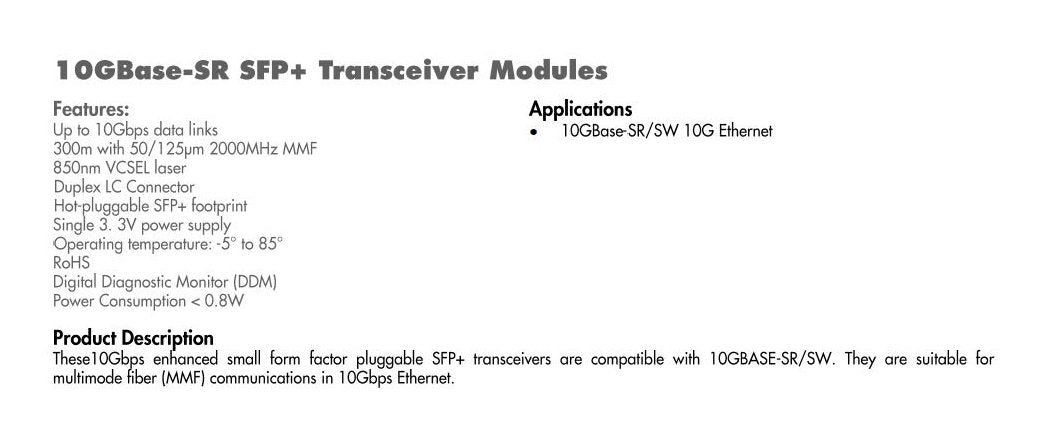 C2G / Cables to Go 39516 Cisco SFP-10G-SR Compatible 10GBase-SR MMF SFP+ (Mini-GBIC) Transceiver Module