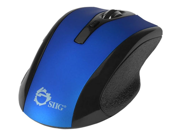 Siig JK-WR0B12-S2, Wireless Optical Mouse, 6 Buttons, 2.4 GHz, Black/Blue