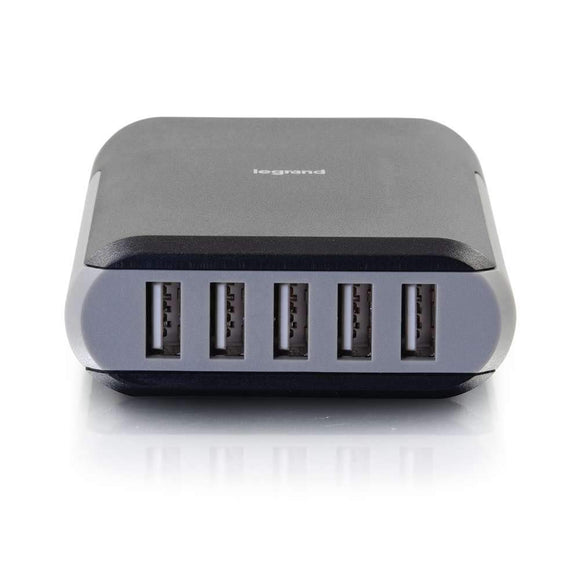 C2G 20278 5-Port USB Wall Charger - AC to USB Adapter, 5V 8A Output, Black