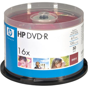 HP 4.7GB 16X DVD-R with Inkjet Printable Surface (50pk Spindle) (Discontinued by Manufacturer)