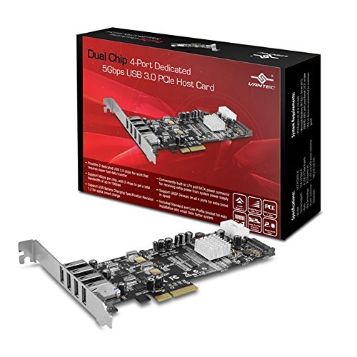Vantec Dual Chip 4-Port Dedicated 5Gbps USB 3.0 PCIe Host Card Components Other UGT-PCE430-2C