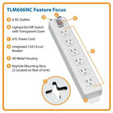 Tripp Lite Home & Office Power Strip with 5-15P Plug, Light Gray