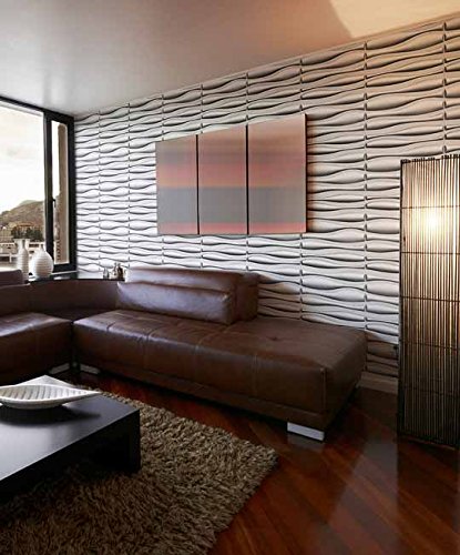 Easy Peel and Stick, Durable Plastic 3D Wall Panel - Lava Design. 12 Panels. 32 SF