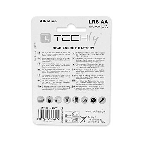 TECHly AA Super Alkaline Batteries- 4 Pack- High Performance