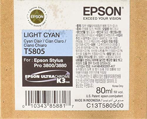 Epson T580500 Epson UltraChrome K3 Light Cyan Ink Cartridge 80ml (T580500) Ink