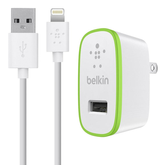 Belkin F8J052tt04-WHT MIXIT Home Charger with Lightning Cable for iPhone 6/6 Plus, iPhone SE, iPhone 5/5S/5c, iPad 4th Gen, iPad Air 2, iPad Air, iPad Mini 3, iPad Mini 2 and iPad Mini (2.1 Amp/10 Watt), White