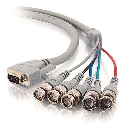 C2G 02561 Premium HD15 VGA Male to RGBHV (5-BNC) Male Video Cable, (6 Feet, 1.82 Meters)