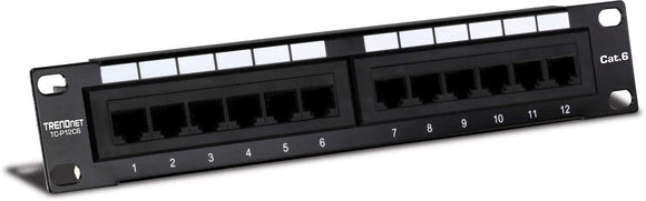 TRENDnet 12-Port Cat6 Unshielded Patch Panel, 10 Inch Wide, 12 x Gigabit RJ-45 Ethernet Ports, TC-P12C6