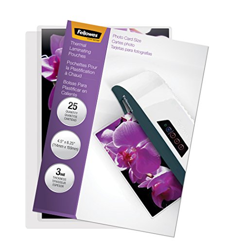 Fellowes Hot Laminating Pouches, Photo Size, 3 mil, 25 Pack (5208301)