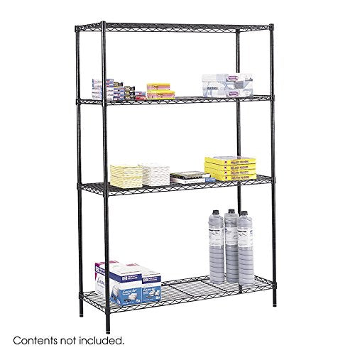 Safco 5241BL Black Commercial Wire Shelving, 48 by 18-Inch