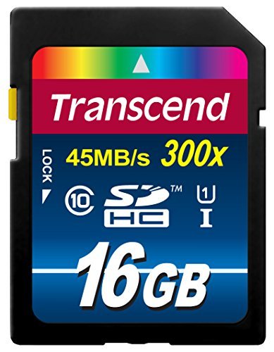 Transcend 16GB SDHC Class 10 UHS-1 Flash Memory Card Up to 60MB/s (TS16GSDU1)