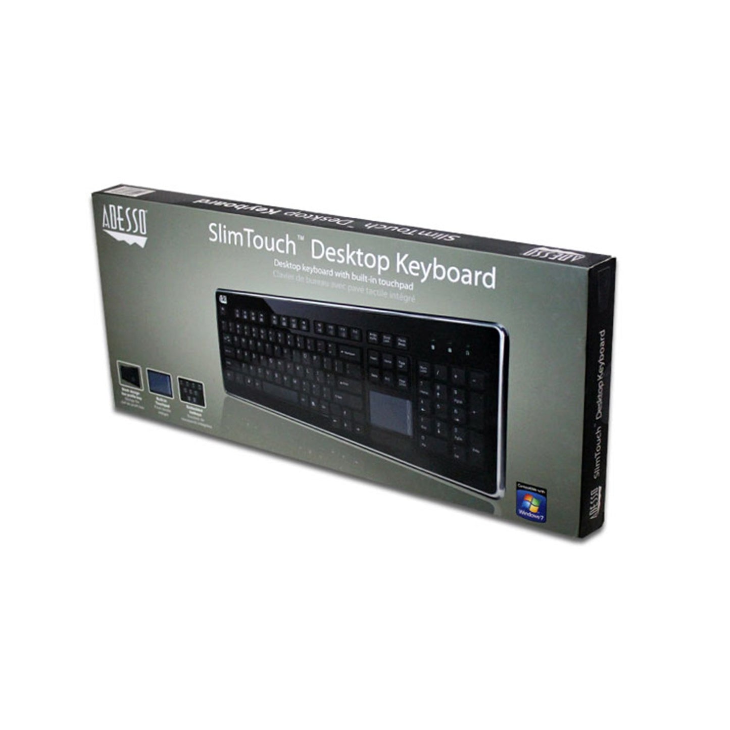 Adesso AKB-440UB - SlimTouch 440 Desktop Touchpad Wired Keyboard - Black