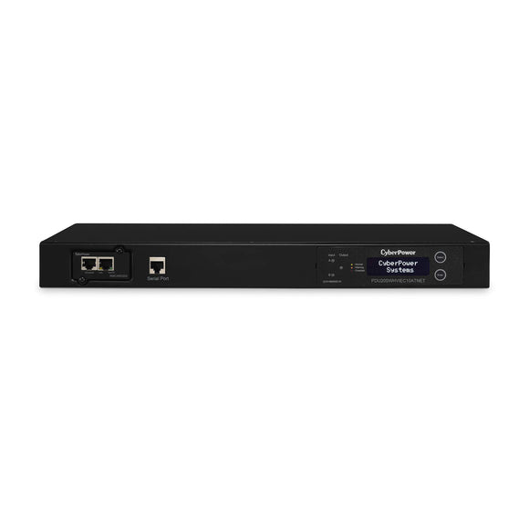 CyberPower PDU20SWHVIEC10ATNET Switched ATS PDU, 200-240V/20A, 10 Outlets, 1U Rackmount Pre-Installed SNMP Card, Black