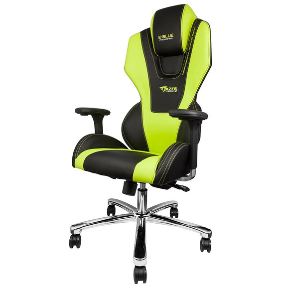 EBLUE Mazer Gaming Executive Racing Chair PU Leather - Ergonomic Swivel Computer, Office or Gaming Chair - Multiple Adjusting Systems - Racing Chair Style Green and Black