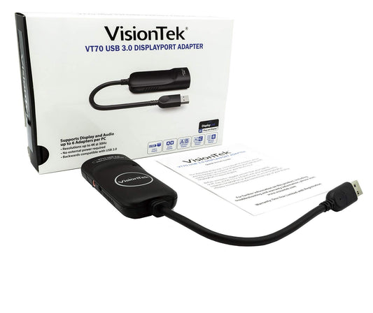 VisionTek VT70 USB 3.0 to DisplayPort Adapter (901225) | Supports 4K Display @ 30Hz
