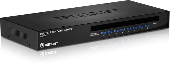 TRENDnet TK-804R 8-Port USB/PS/2 Rack Mount KVM Switch with On Screen Display (Black)