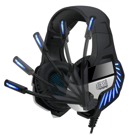 Adesso Xtream G4-7.1 Surround-Sound Gaming Headset with Noise Cancelling Microphone and LED Lighting for PC, PS4, Xbox, Nintendo Switch, and Laptops