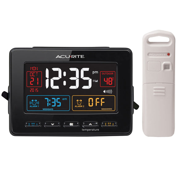 AcuRite 13022 Atomic Dual Alarm Clock with USB Charging and Temperature