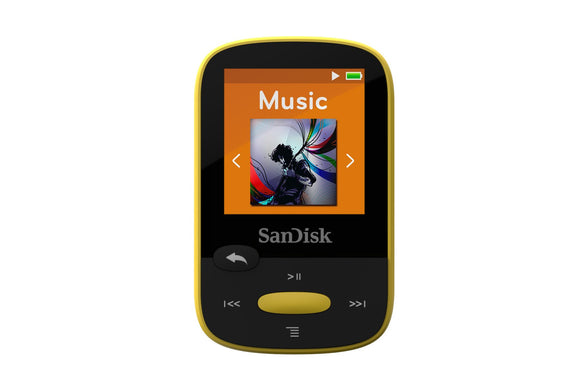 SanDisk Clip Sport 8GB MP3 Player, Yellow with LCD Screen and MicroSDHC Card Slot- SDMX24-008G-G46Y