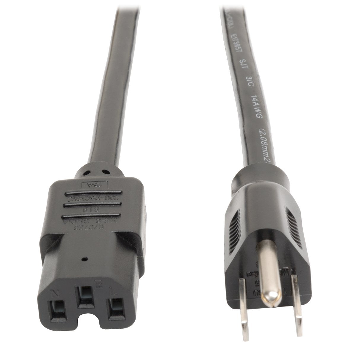 Heavy Duty Power Cord, 16a,14awg (Nema 5-15p to Iec-320-C15) 4-Ft. (P019-004)