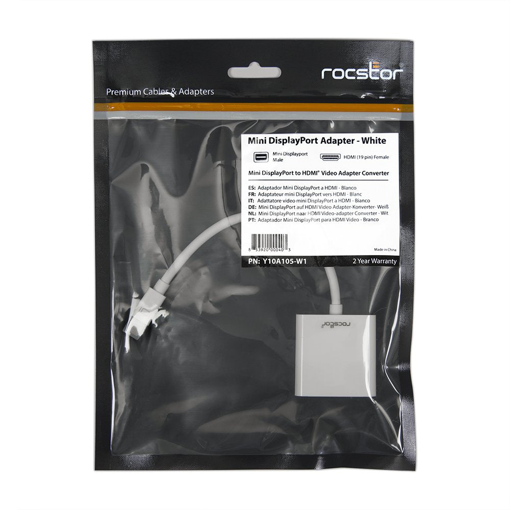 Rocstor Mini DisplayPort to HDMI Adapter Convertor (Y10A105-W1)