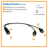 Tripp Lite P313-001 1 Foot Stereo Splitter Cable 3.5MM MALE/2 X 3.5MM Female