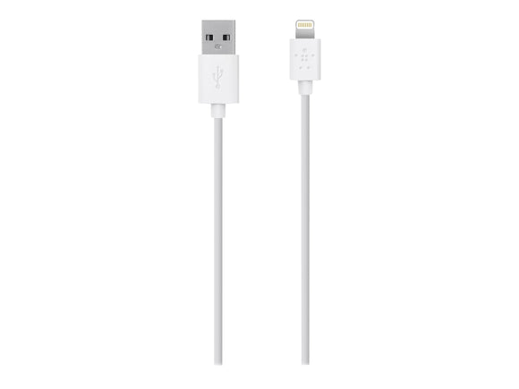 Belkin F8J023bt3M-WHT Lightning to USB Charge Sync Cable for iPhone 5/5S/5c, iPad 4G, iPad Mini, and iPod Touch 7G, 10-Feet, White