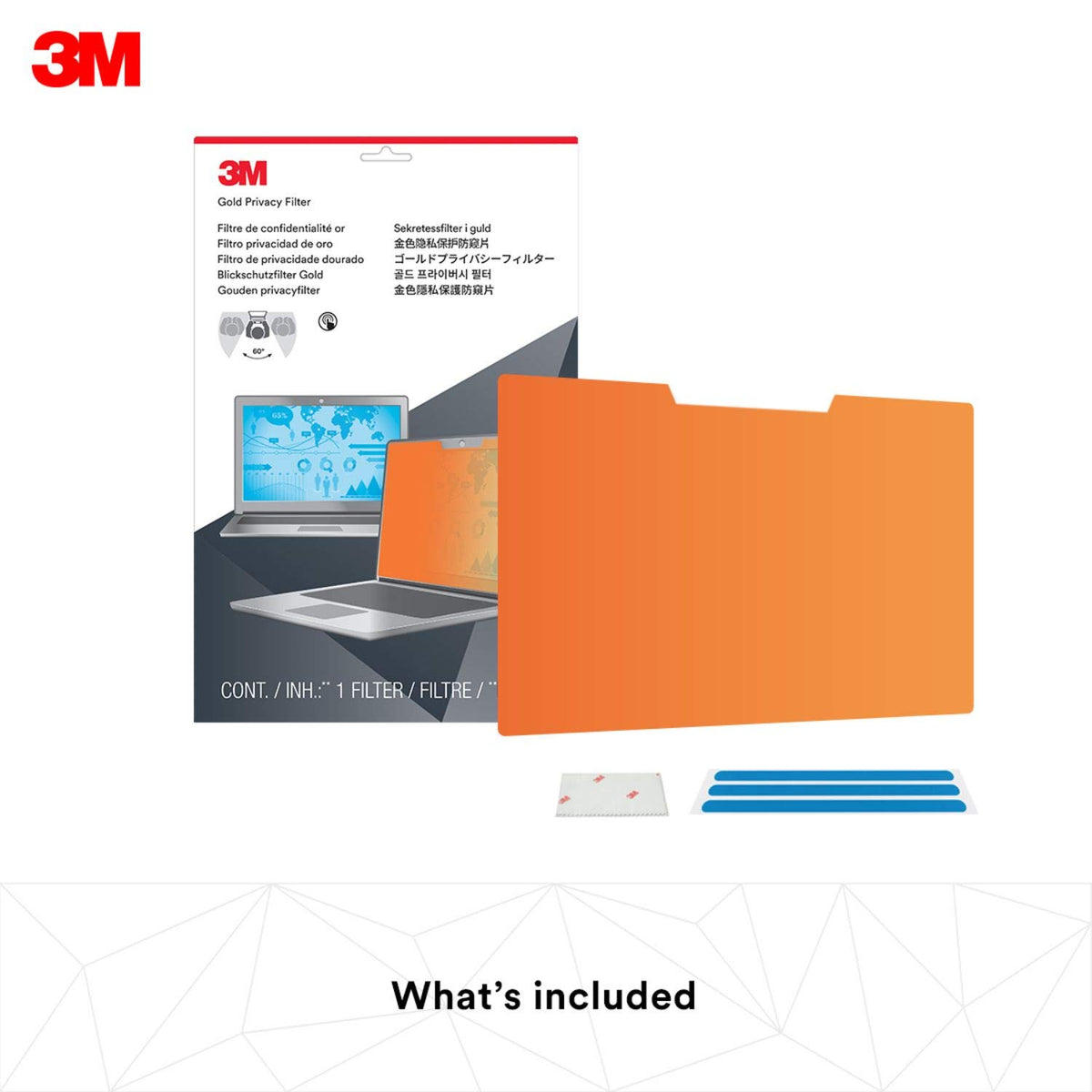 3M Privacy Filters Gold Touch Filter for 13.3 in. Full Screen Laptop (16:9 Aspect Ratio) (GF133W9E)