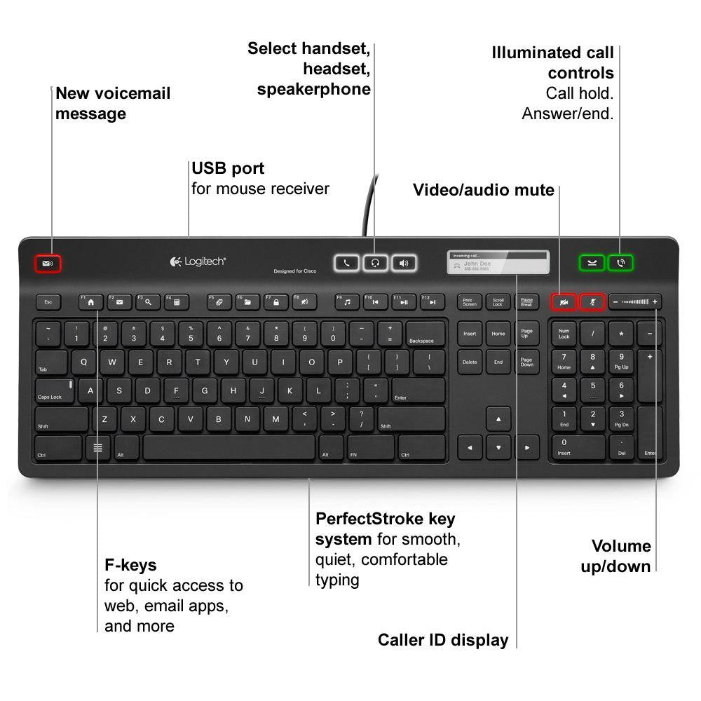 Logitech K725-C Certified Keyboard for Cisco Jabber Voice and Video Calls (920-004200)