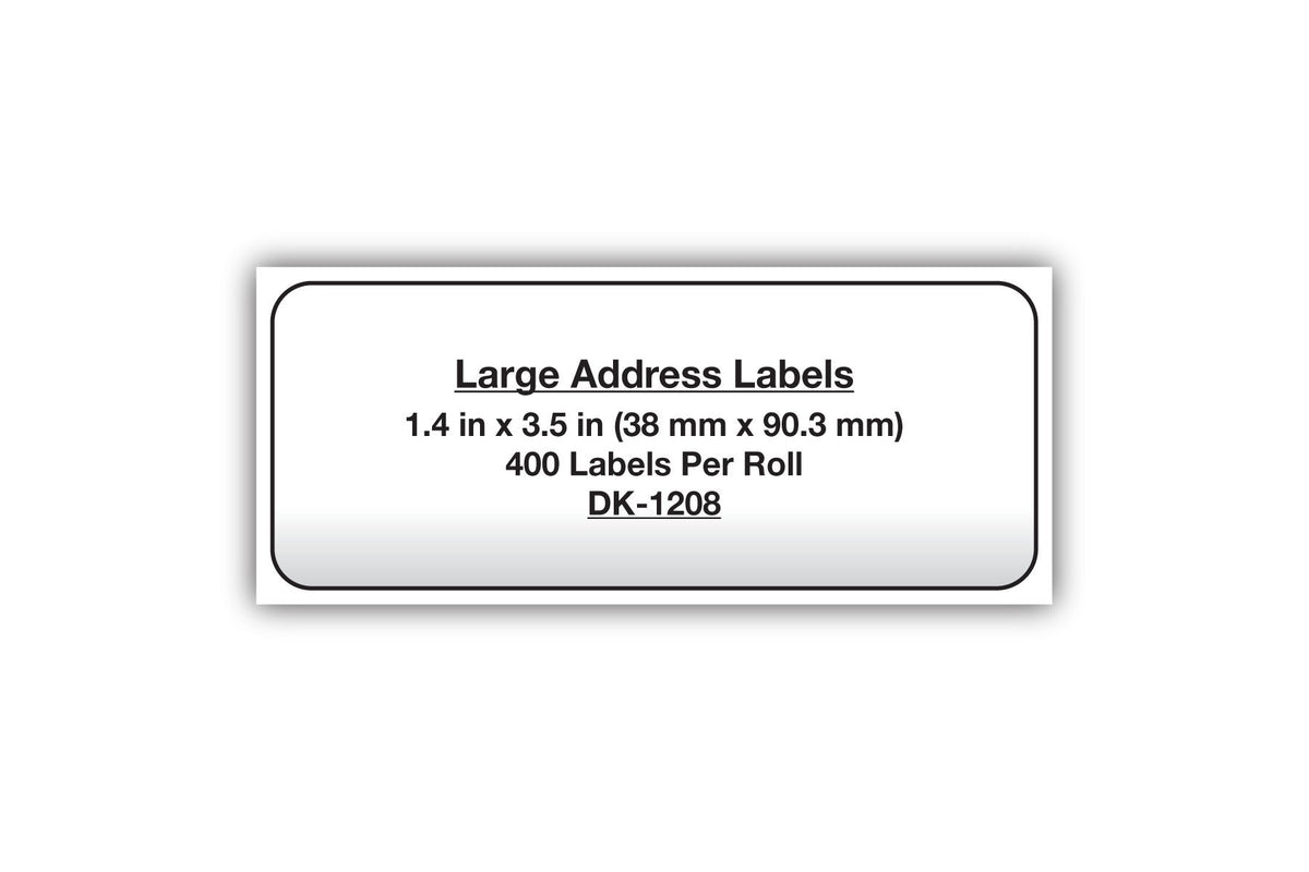 Brother DK-1208 Large Address Paper Label Roll (1.5x3.5400-Count) - Retail Packaging
