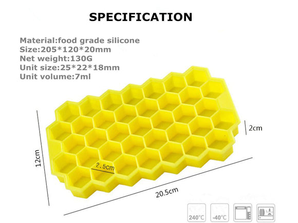 Hisen 37 Grid Honeycomb Food Grade Silicone Ice Block Ice Cube Tray